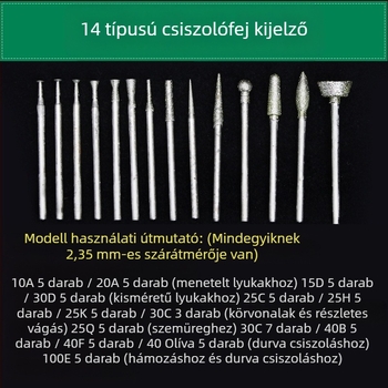 Jáde faragó eszköz készlet diamantalfejekkel | Márka Ming Hao; Modell: Carving needle suit; Anyag: Diamant; Alkalmazási terület: Jáde faragás