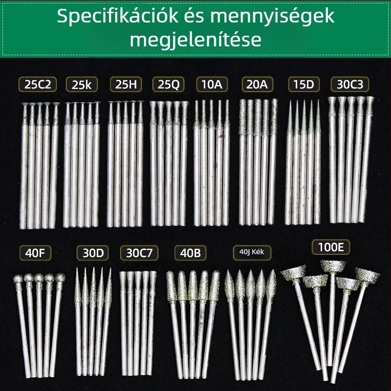 Jáde faragó eszköz készlet diamantalfejekkel | Márka Ming Hao; Modell: Carving needle suit; Anyag: Diamant; Alkalmazási terület: Jáde faragás