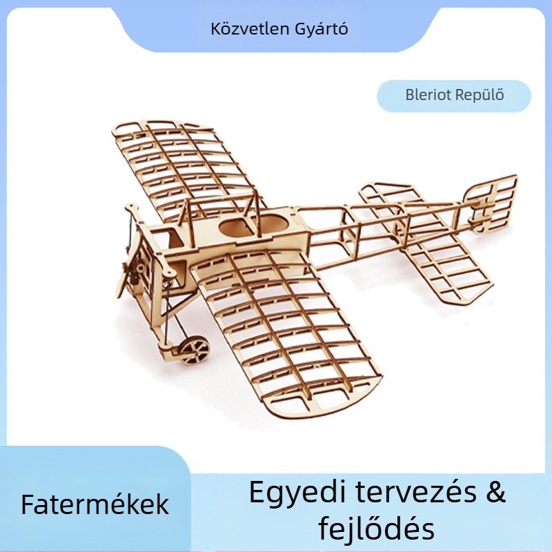 Fából készült repülőgép modell - DIY 3D puzzle, testreszabható rajzok szerint, 15–35 éveseknek