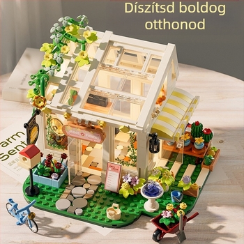 ABS műanyag építőjáték készlet – Napsütéses Virágos Ház dizájn – LEGO-kompatibilis – 800+ darab