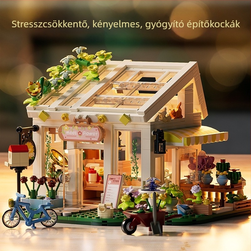 ABS műanyag építőjáték készlet – Napsütéses Virágos Ház dizájn – LEGO-kompatibilis – 800+ darab