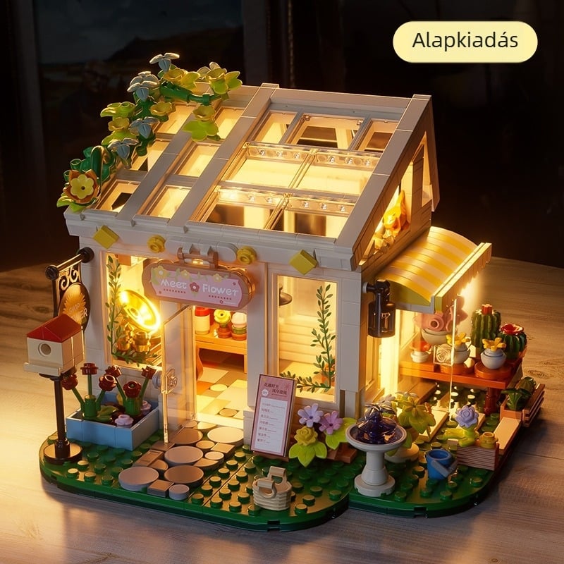 ABS műanyag építőjáték készlet – Napsütéses Virágos Ház dizájn – LEGO-kompatibilis – 800+ darab