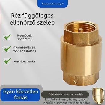 Horizontális réz ellenirányító szelep rugós kivitelben, vízellátáshoz, egyirányú, hidraulikus működtetés