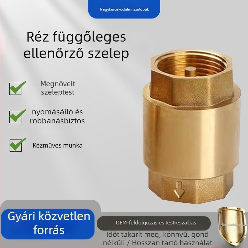 Horizontális réz ellenirányító szelep rugós kivitelben, vízellátáshoz, egyirányú, hidraulikus működtetés