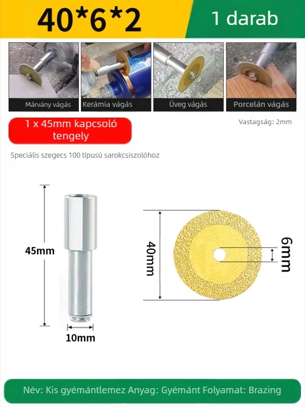 Forrasztott gyémánt vágókorong elektromos fúróhoz, alkalmas Márványra, kerámiára és jade-re; fugák eltávolítása