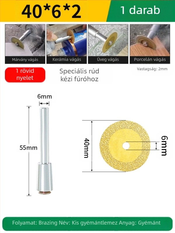 Forrasztott gyémánt vágókorong elektromos fúróhoz, alkalmas Márványra, kerámiára és jade-re; fugák eltávolítása