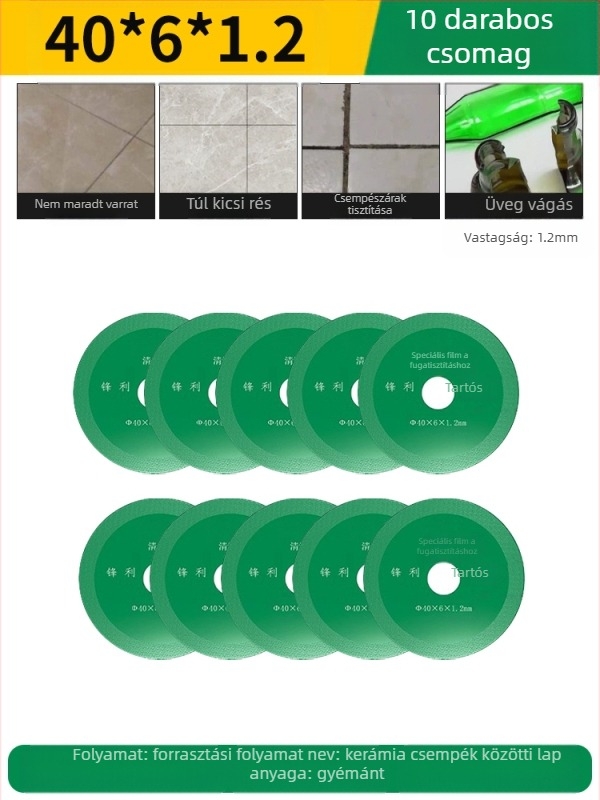 Forrasztott gyémánt vágókorong elektromos fúróhoz, alkalmas Márványra, kerámiára és jade-re; fugák eltávolítása