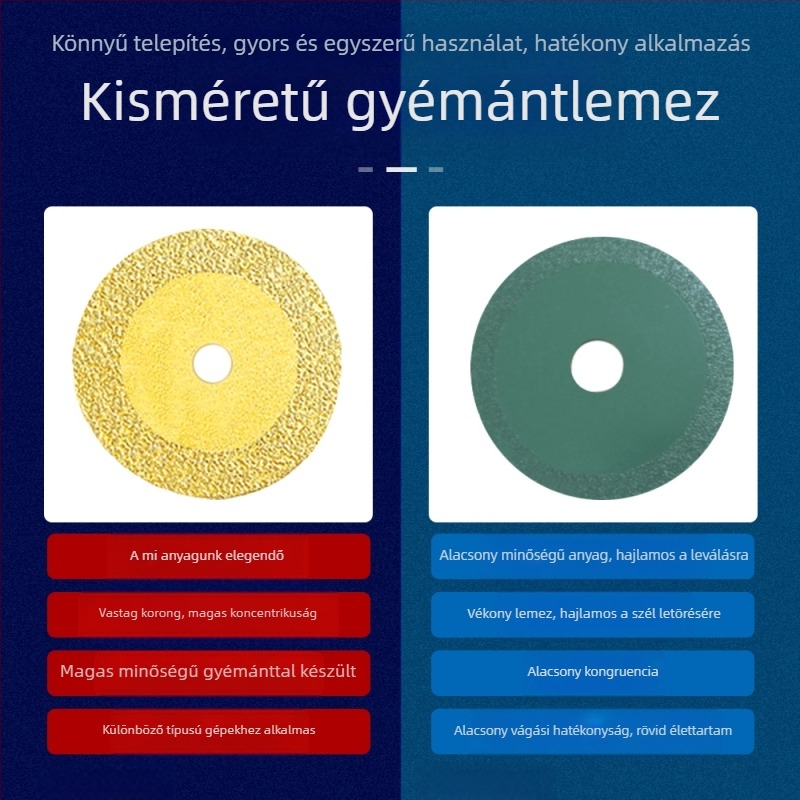 Forrasztott gyémánt vágókorong elektromos fúróhoz, alkalmas Márványra, kerámiára és jade-re; fugák eltávolítása