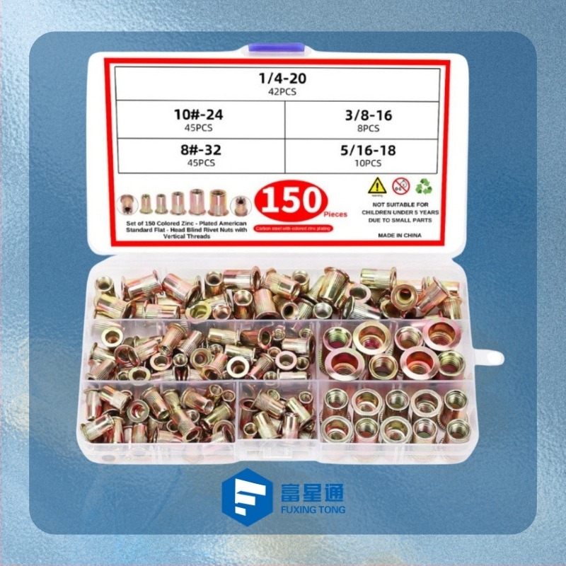 150 db lapfejű rivnut készlet, függőleges bordázatú mintával, egyszerű szénacélból, GB/T17880