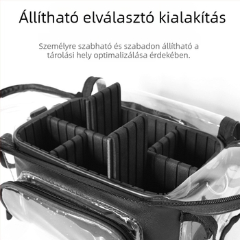 PVC átlátszó kozmetikai táska, vízálló, antibakteriális, nedves–száraz elválasztással