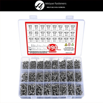 990 db rozsdamentes acél kereszthorny fejű hornyolt önmetsző csavar GB845/GB846