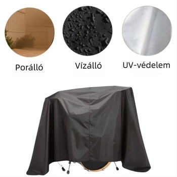 Dobkészlet védőborító, vízálló és UV-álló, poliészter anyagból, görbült vállpánttal.