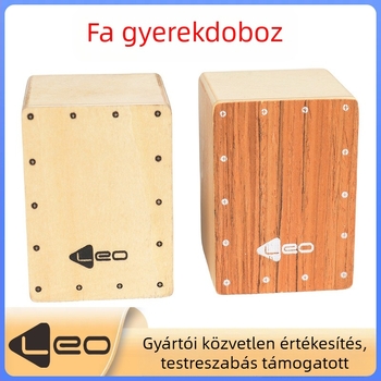 leo SH10 Mini Cajon – Fa perkus szolgáló hangszer homokkal, készlet homokcsővel és homoktojással, csomagolás: PE zacskó + papírtok