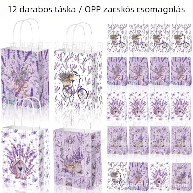 UV-nyomtatású papírtáska, kézben tartható forma, kraft papír 120 g, fesztivál ajándékcsomagolás