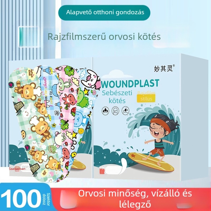 Gyermekeknek készült mesés, vízálló tapasz, egyszer használatos, puha PE anyag, 100 db/doboz, Miaoqiling márka