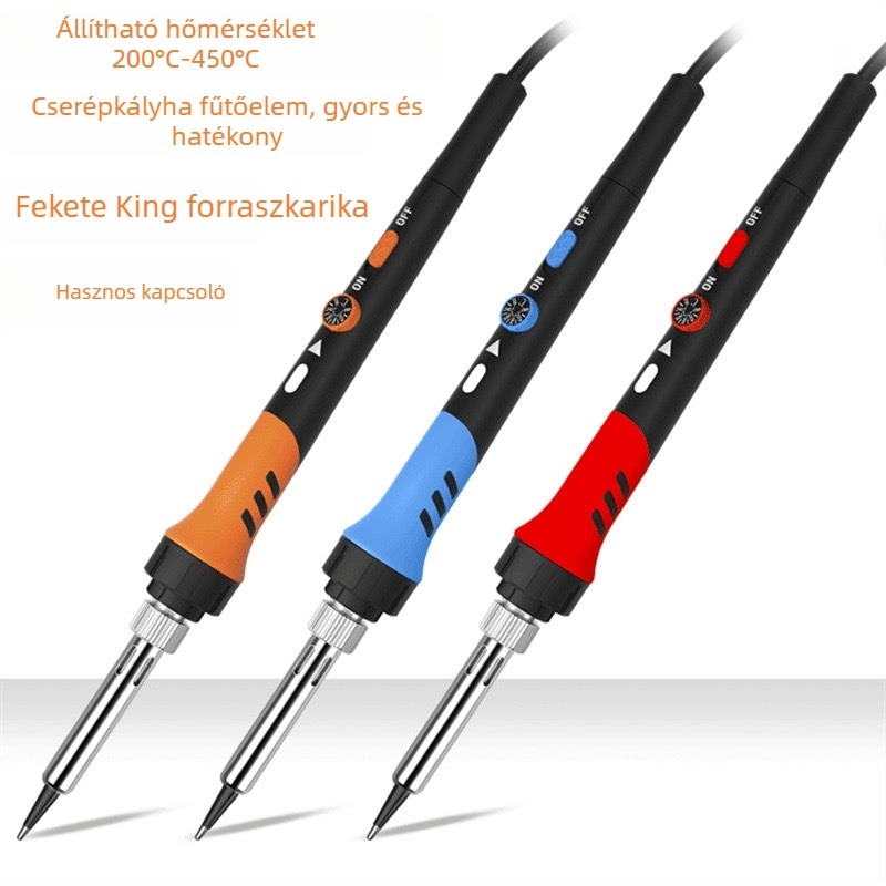 Állítható hőmérsékletű elektromos forrasztópáka készlet elektronikus hegesztéshez és karbantartáshoz, gumírozott markolat, 240V