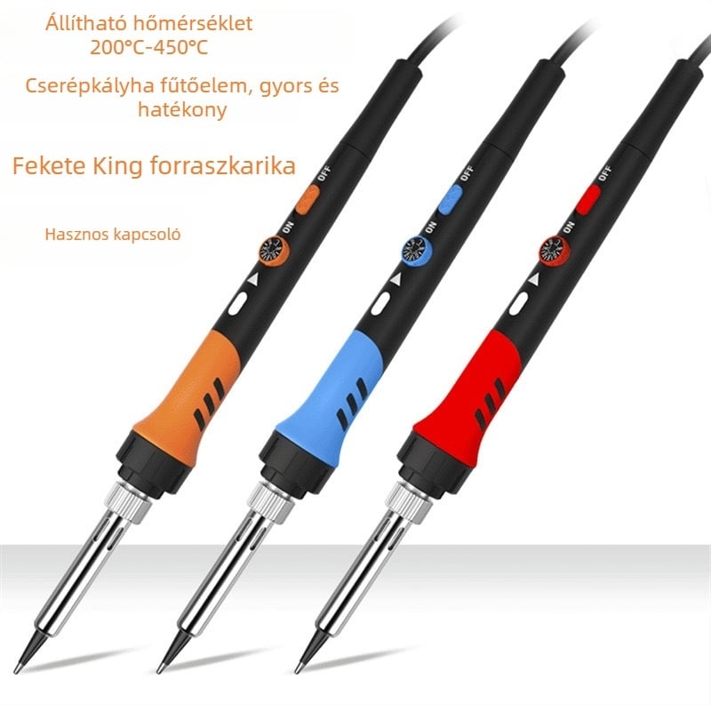 Állítható hőmérsékletű elektromos forrasztópáka készlet elektronikus hegesztéshez és karbantartáshoz, gumírozott markolat, 240V