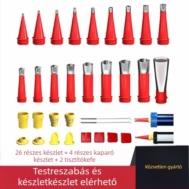 32 darabos tömítőkészlet újrahasználható rozsdamentes acél fúvókákkal, üveg- és szerkezeti ragasztókhoz (rozsdamentes acél + ABS)