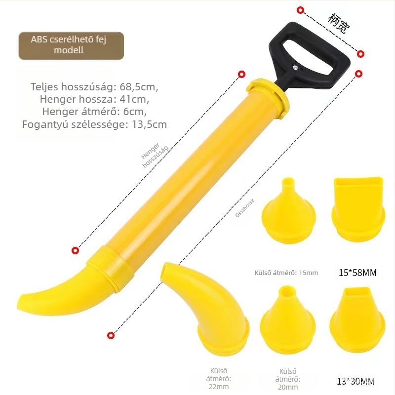 4 az 1-ben cement- és habarcs-tömítőpisztoly – műanyag alap, műanyag fogantyúval, 5 darabos készlet