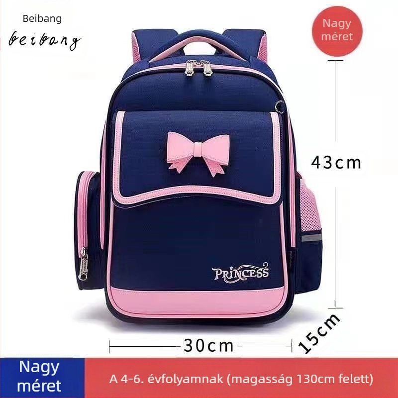 Lányoknak szóló iskolai hátizsák, nejlon, légáteresztő, vízálló, ultra könnyű, légpárnás vállpánttal