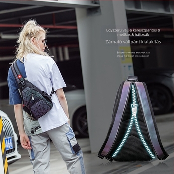 Férfi mellkas táska (Utcai stílus, Geometriai minta, PU bőr, Lélegző, Noctilucent)