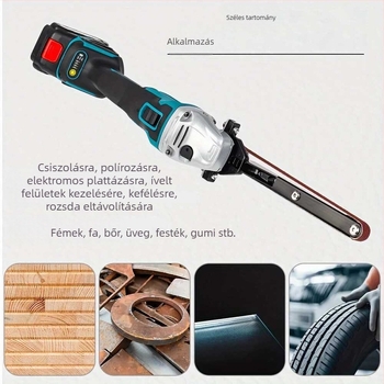 Elektromos szalagcsiszoló módosított szögcsiszolóhoz, polírozás késekkel és ollókkal, kis asztalos eszköz — Anyag: alumínium-oxid