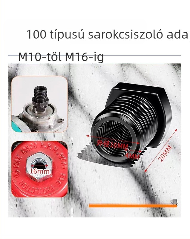 Sarokcsiszoló átalakító adapter M10-ről M14-re, szénacél, elektromos szerszám-kiegészítő