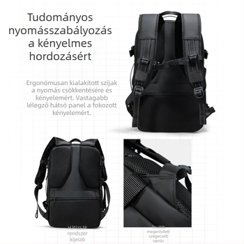 Utazó hátizsák vákuumos tömörítéssel és bővíthető kapacitással, lélegző Oxford anyag, 20–35L, légpárnás vállpánt