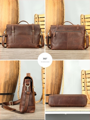 Férfi crossbody táska valódi bőrből | első réteg marhahúrból; kopásálló; egyszínű dizájn; poliészter bélés