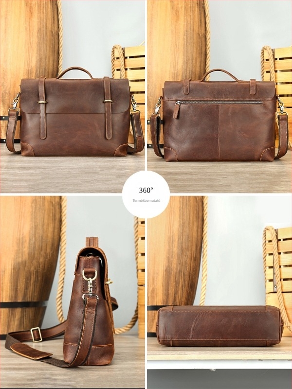 Férfi crossbody táska valódi bőrből | első réteg marhahúrból; kopásálló; egyszínű dizájn; poliészter bélés
