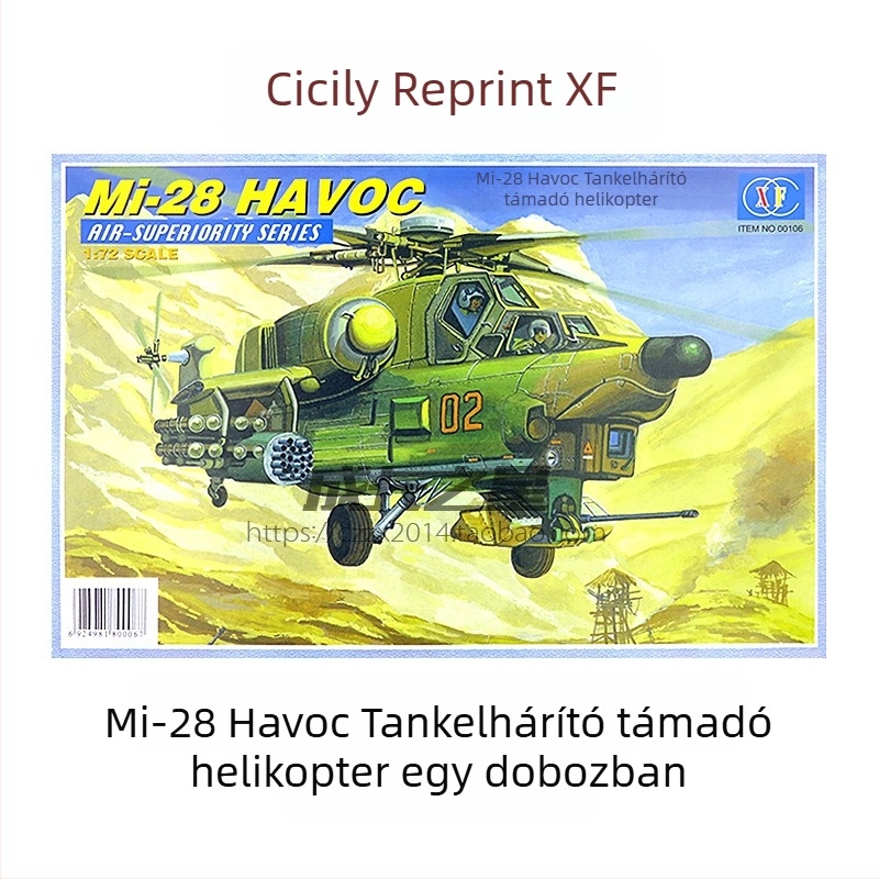 Mi-28 Havoc katonai helikopter játék, 1:72, mozgó alkatrészekkel, összeszerelés nem szükséges