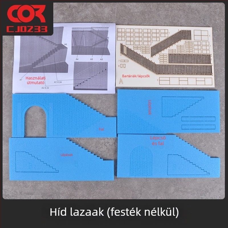 Fából készült építészeti modell – nyílt terepi gyár jelenethez, Ke zuo márka, összeállítható készlet, nem elektromos