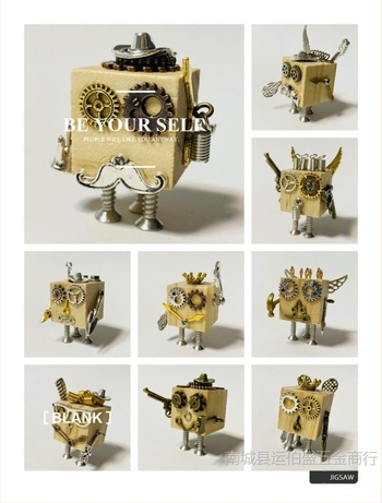 Kézzel készített fa blokk robot kiegészítők – ötvözet ezüstös vagy aranyozott bevonattal; friss és édes stílus