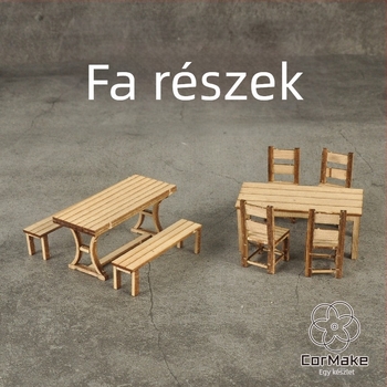 Ke Zuo Fából készült asztal- és szék készlet statikus diorama modellekhez, 15-35 éveseknek