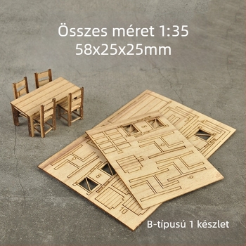 Ke Zuo Fából készült asztal- és szék készlet statikus diorama modellekhez, 15-35 éveseknek