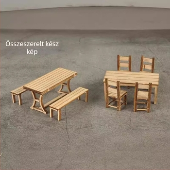 Ke Zuo Fából készült asztal- és szék készlet statikus diorama modellekhez, 15-35 éveseknek