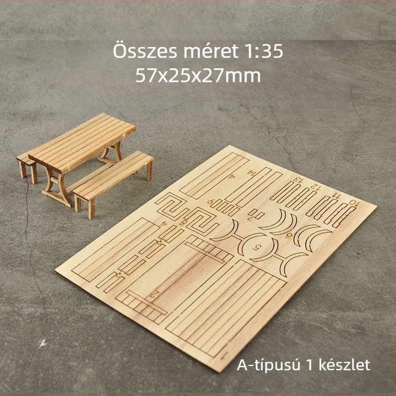 Ke Zuo Fából készült asztal- és szék készlet statikus diorama modellekhez, 15-35 éveseknek