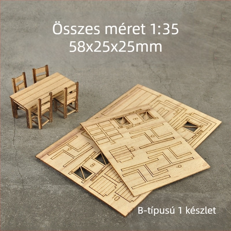 Ke Zuo Fából készült asztal- és szék készlet statikus diorama modellekhez, 15-35 éveseknek