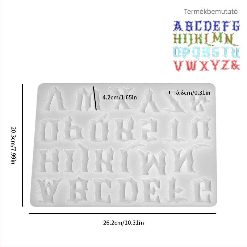 Szilikon forma 26 angol betűs függőkhöz – szabálytalan alakú, epoxikristály DIY, tükrös felület, könnyű kivétel a formából