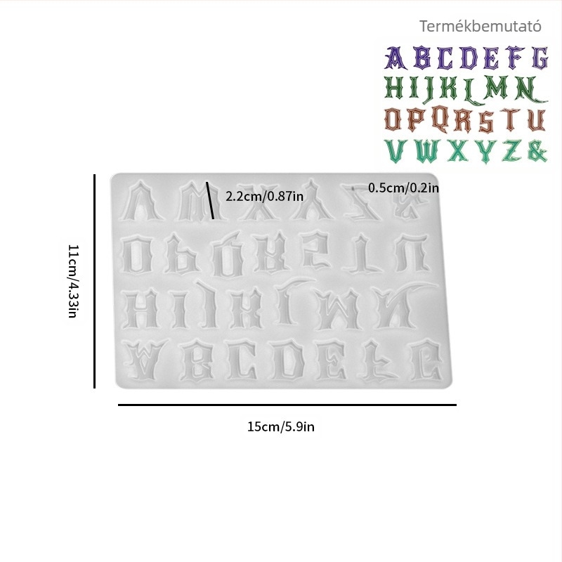 Szilikon forma 26 angol betűs függőkhöz – szabálytalan alakú, epoxikristály DIY, tükrös felület, könnyű kivétel a formából