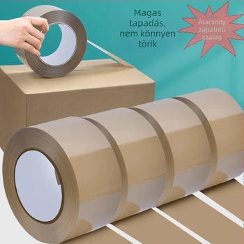 Csökkentett zajú csomagoló szalag, BOPP alapú, 50U vastagság, forró olvadó ragasztó, viszkozitás 100 N/m, -10°C-tól 60°C-ig