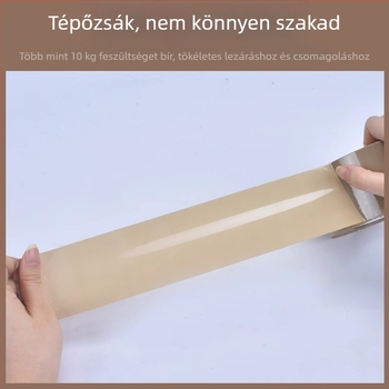 Csökkentett zajú csomagoló szalag, BOPP alapú, 50U vastagság, forró olvadó ragasztó, viszkozitás 100 N/m, -10°C-tól 60°C-ig