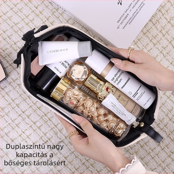 Kozmetikai táska kettős rekeszes kialakítással, PU külső, poliészter bélés, vízálló