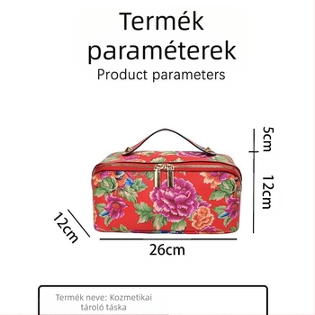 Kozmetikai és toalett táska, két rekesszel, kézi hordozás, PU bőr, virágos mintázat, városi minimalizmus, uniszex, utazási tároláshoz