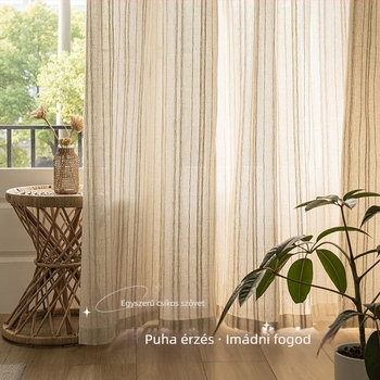 Japán stílusú átlátszó mesterséges len függöny jacquard szövésével – dekoratív, modern minimalizmus; nappali, hálószoba, dolgozószoba, étterem, előszoba, erkély számára