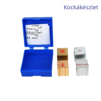 Gimnáziumi fizika kísérleti eszköz - Kocka- és hengercsoport, Tömeg–Sűrűség Kapcsolat, Fémes Kivitelezés, 100 készlet dobozban