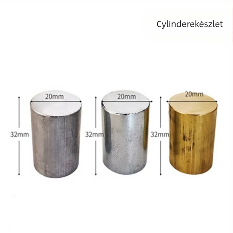 Gimnáziumi fizika kísérleti eszköz - Kocka- és hengercsoport, Tömeg–Sűrűség Kapcsolat, Fémes Kivitelezés, 100 készlet dobozban