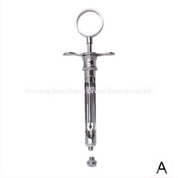 Fogászati fecskendő két fejjel: kampós és éles vég, szájüregi eszköz rozsdamentes acélból