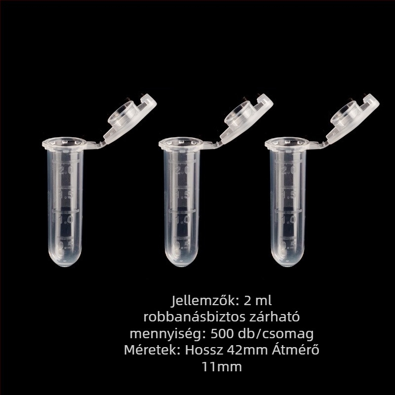 Centrifugacsövek kupakkal, robbanásbiztos, graduált skálával, kúpos alj 1,5 ml és kerek alj 2 ml, 500 darabos csomag