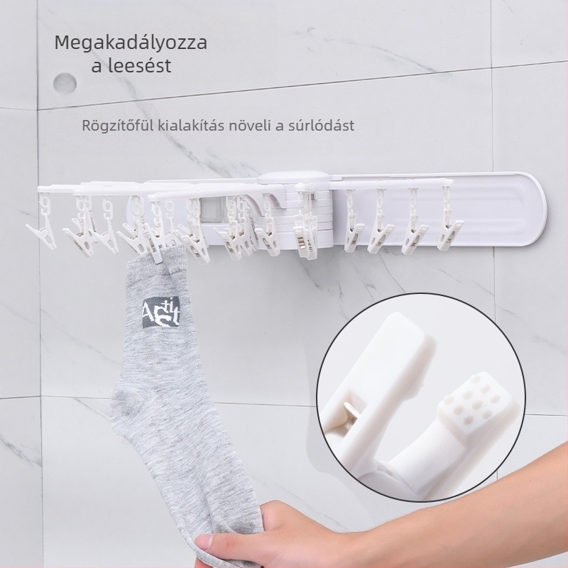 Sudijia összecsukható ruhaszárító akasztó, forgatható zokniakasztó, kör alakú klipsz dizájn, műanyag